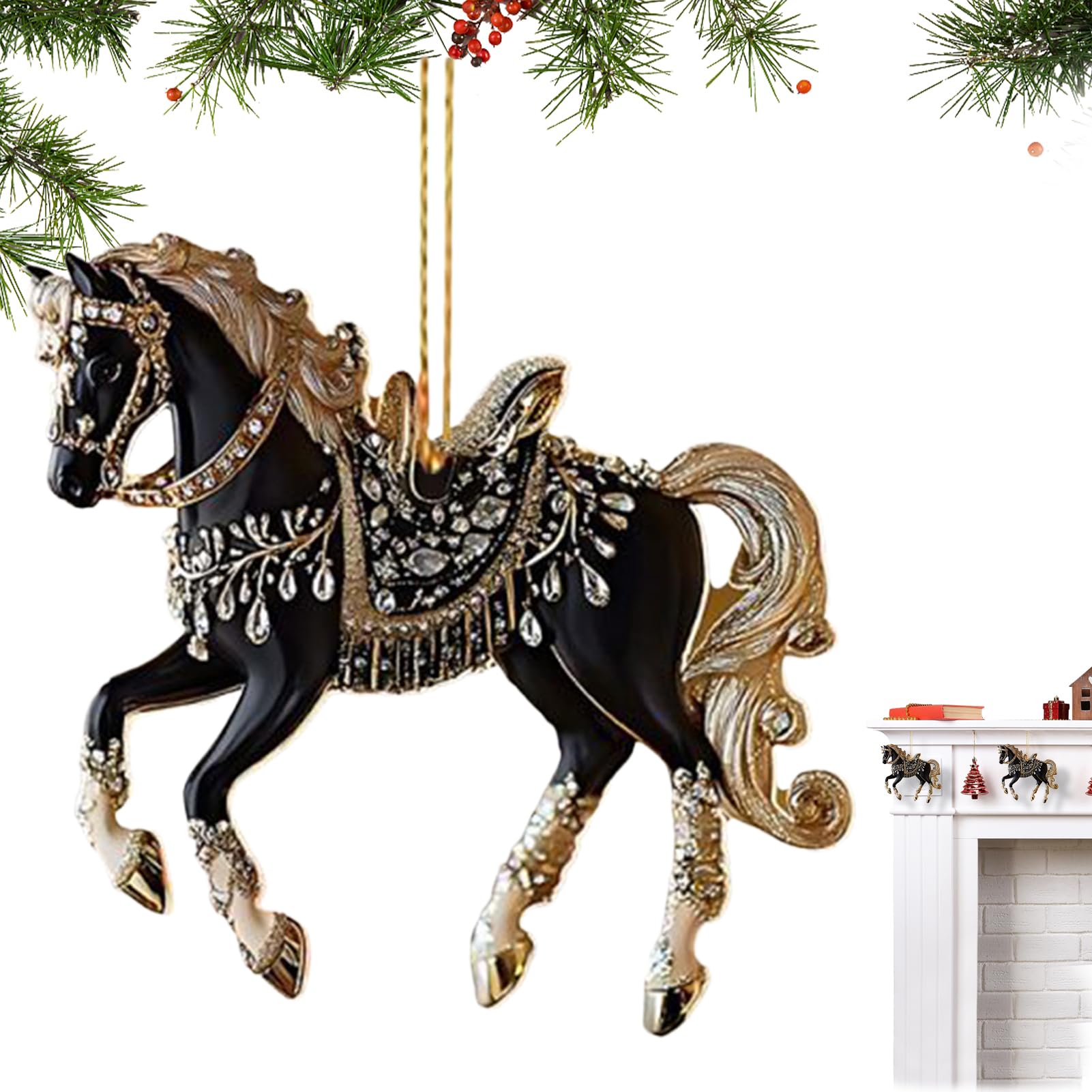 Amazon.co.jp: クリスマスツリー用 馬のオーナメント, アクリル 平面