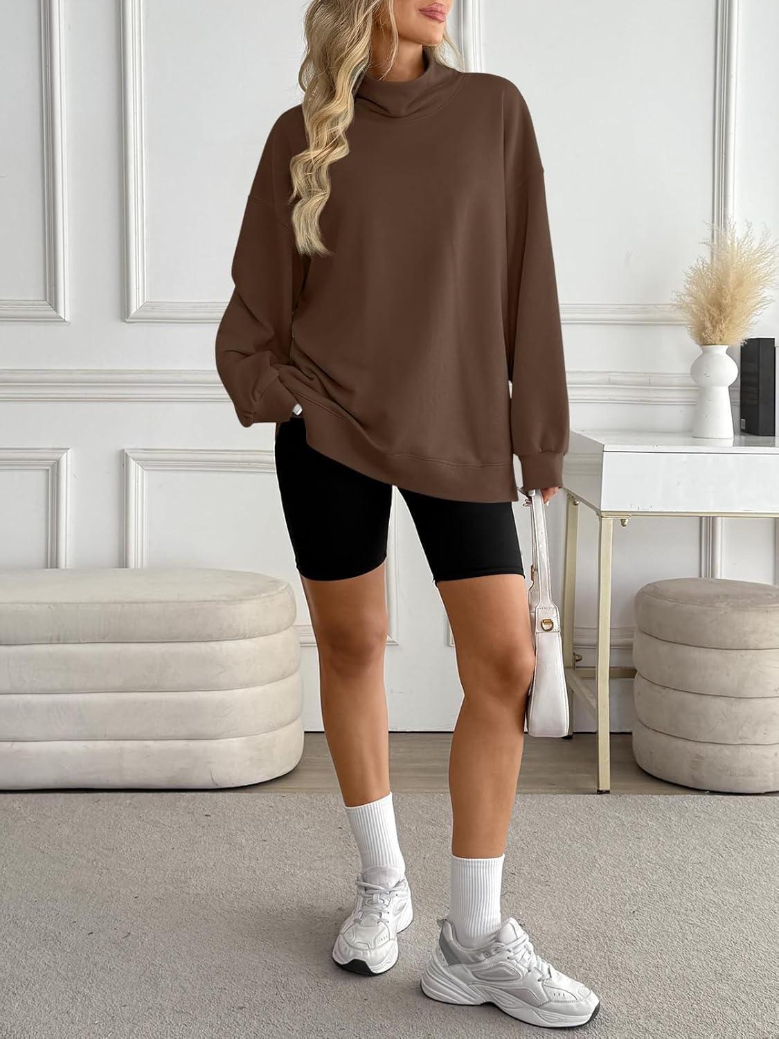 LILLUSORY Mock Neck Sweatshirt Womens Oversized Pullover Turtleneck Long Sleeve Tops Trendy Spring Fashion 2026 - Image 5