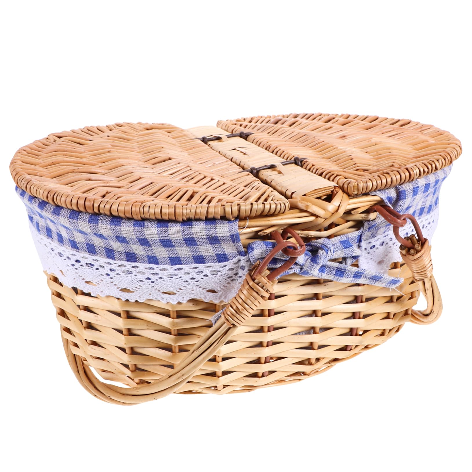 HANABASS Picnic Basket with Lid Handwoven Storage Basket for Home Organization Stylish Sundries Storage Durable