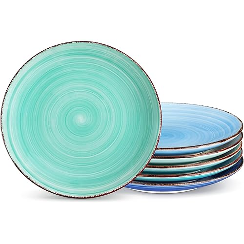 vancasso Bonita Salad Plates, 8.5 inch Small Dinner Plates Set, Ceramic Dessert Plate Serving Dishes set of 6, Microwave, Oven and Dishwasher Safe, Assorted Color