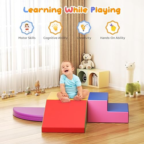 Miniatura 28 de Lischwert Bloques de escalada de espuma, juguetes de escalada suaves para niños pequeños, juego de espuma de 9 piezas para gatear y escalar con Verde