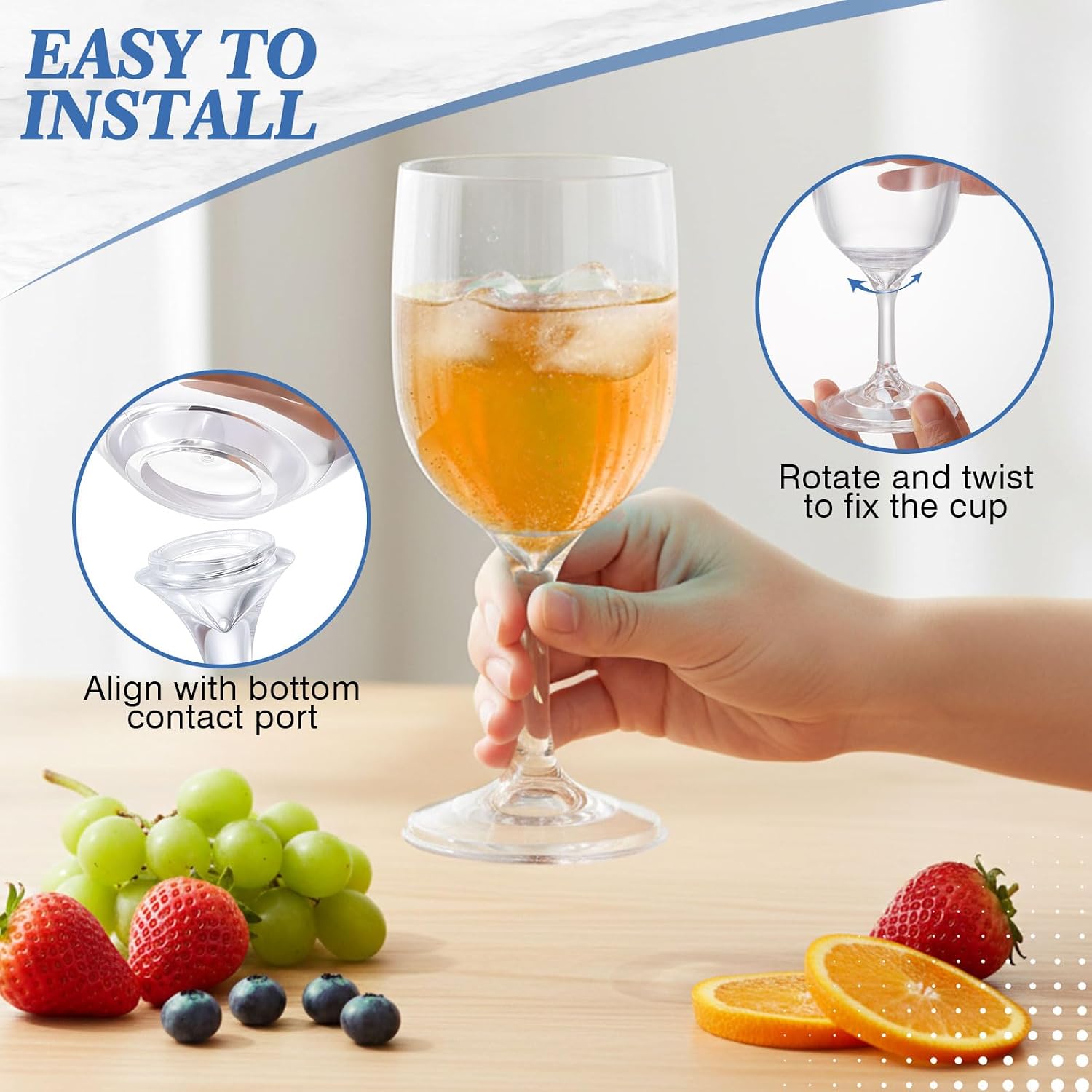 Remerry 4 Pack Unbreakable Wine Glass - Travel Detachable Clear Wine Glass, Plastic, Foldable, Portable, Collapsible, Outdoor, Camping, Picnic