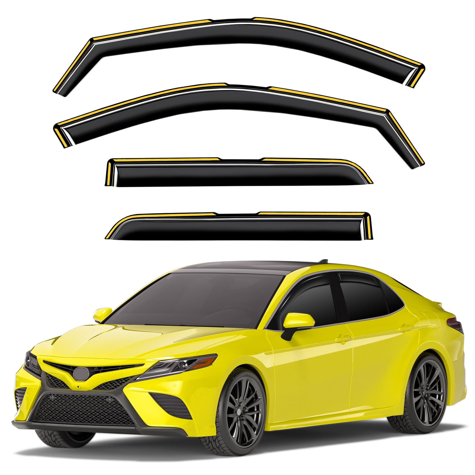 in-Channel Window Rain Guards Fit for Toyota Camry 2018 2019 2020 2021 2022 2023 2024 Extra Durable Window Deflectors Vent Visors Shades Exterior Car Accessories Visors Rain Guards - 4 pcs