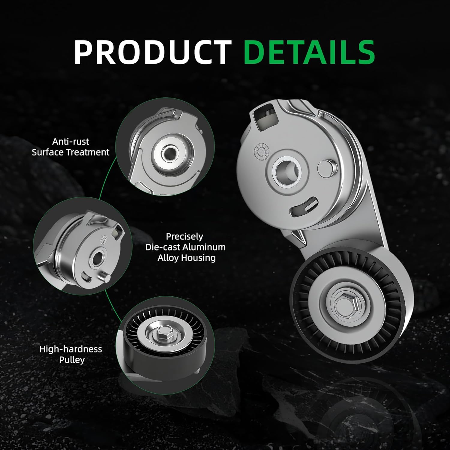 38323 Belt Tensioner Pulley Assembly Set for Chrysler 300 Town&Country, for Dodge Challenger Charger Durango Grand Caravan, for Jeep Commander Grand Cherokee, for Ram 1500 2500 3500, 2006-2016