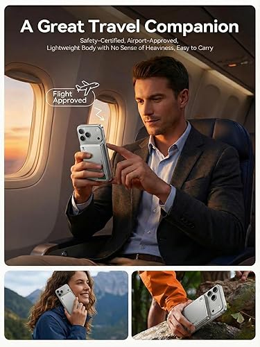 Miniatura 8 de LITO Banco de energía inalámbrico magnético ultradelgado de 10000 mAh con pantalla a color, inalámbrico de 15 W y carga rápida USB-C de 20 W,