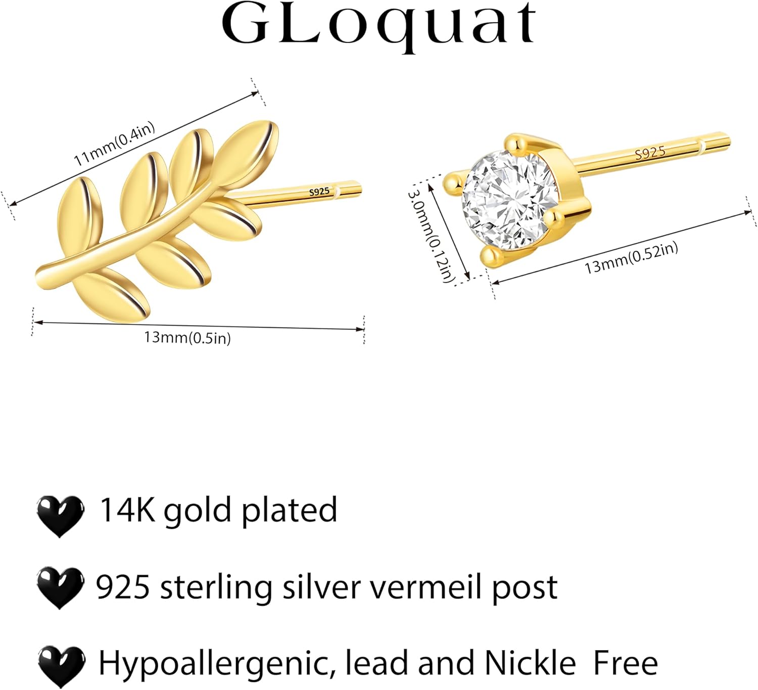 3 Pairs 14k CZ Gold Huggie Hoop Cartilage Earrings Set: Dainty CZ Stud Trendy Dangle Pearl Hoop Earrings Hypoallergenic Leaf Piercing Climber Huggie Earring for Women Gold Jewelry for Everyday - Image 6