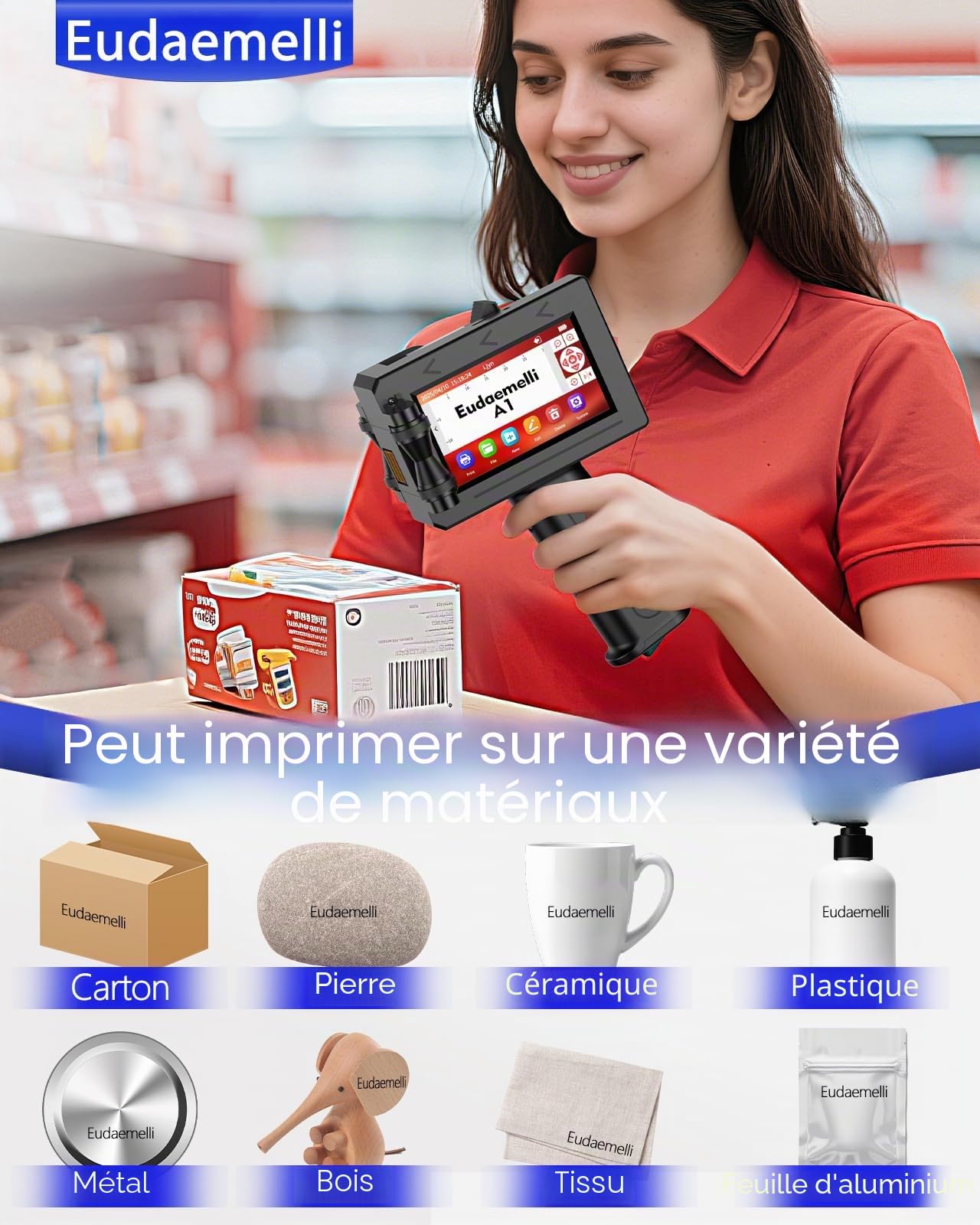 Imprimante à Jet d'encre Portable Manuelle Marquage Industriel Carton Métal Plastique Céramique 2-12,7 mm