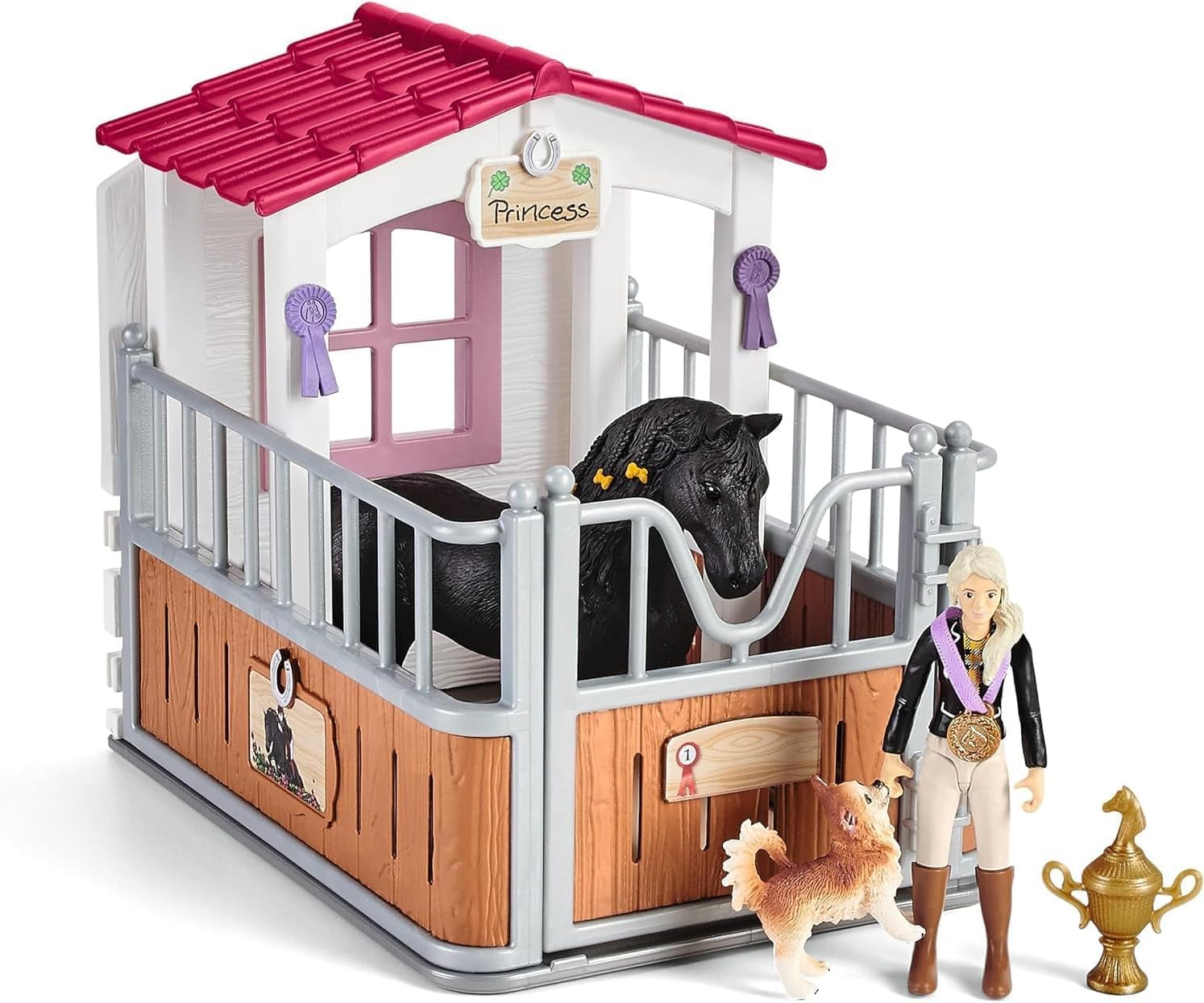 Schleich Horse Club | Pferdebox mit Tori & Princess 42437 | Set inkl. Stall, bewegliche Mädchenfigur, Pferd, Hund, Zaun & Accessoires | Pferde Spielzeug für Mädchen & Jungen ab 5 Jahren | 26 Teile