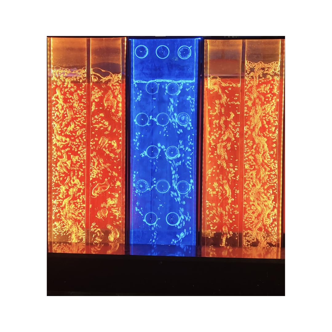 Indoor Bubble Fountain with Remote Control, Acrylic Bubble Wall Fountain, RGB Strips Light 16 Colors, Mixed Panel, Ideal for Home & Office Decor 91.44 cm x 1.4 cm x 182.88 cm