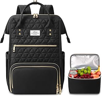ETRONIK Lunch Backpack for Women, 15.6 inch Laptop Backpack, Teacher Nurse Work Backpack with Cooler Bag Insulated Laptop bag Gifts for Women Men, Black