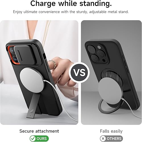 Miniatura 5 de SURITCH Funda para iPhone 14 Pro Max con cubierta magnética para cámara deslizante y soporte ajustable, compatible con MagSafe, funda protectora