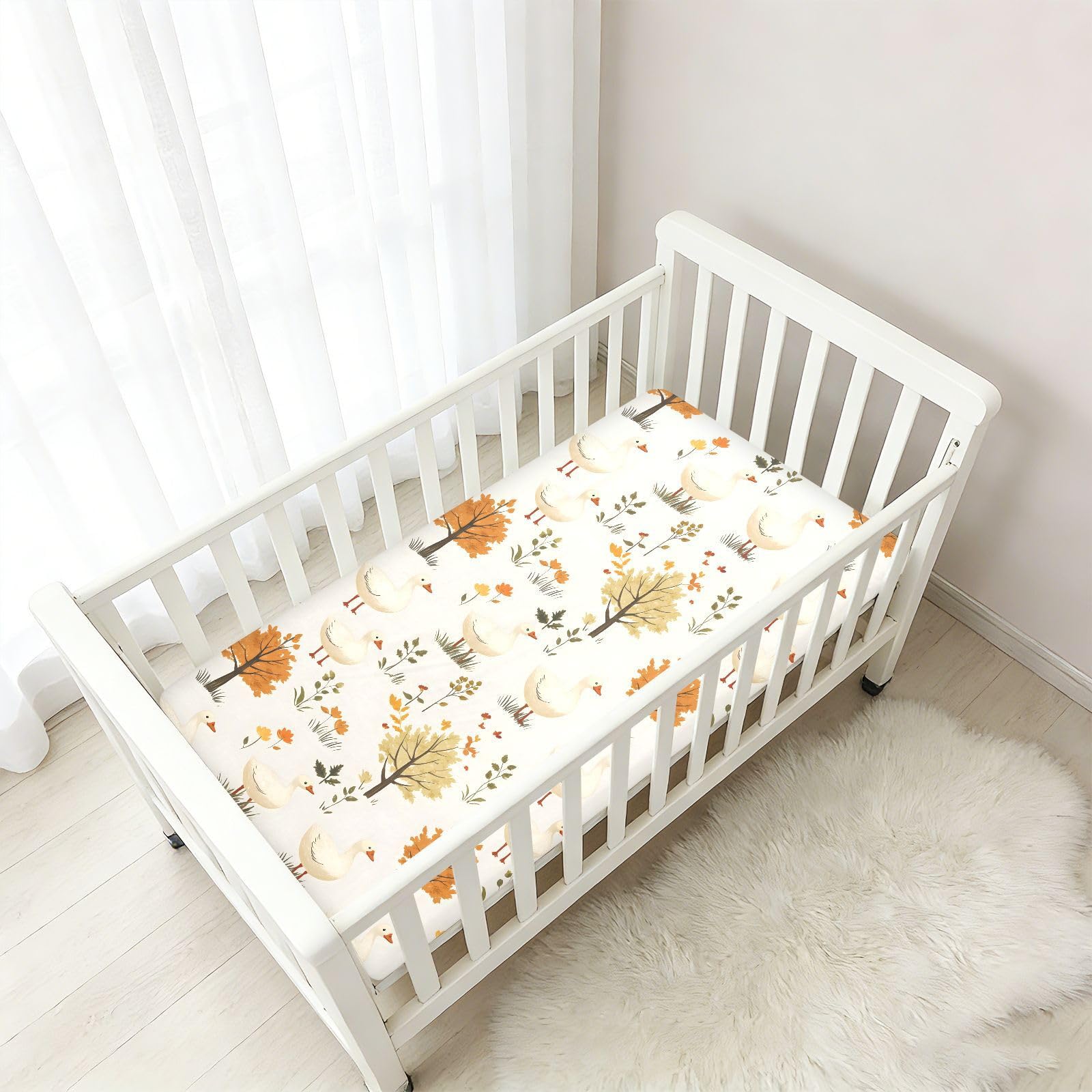 Drap-housse pour berceau de bébé Oies sur l'arbre pour garçons et filles - 71,1 x 132,1 cm