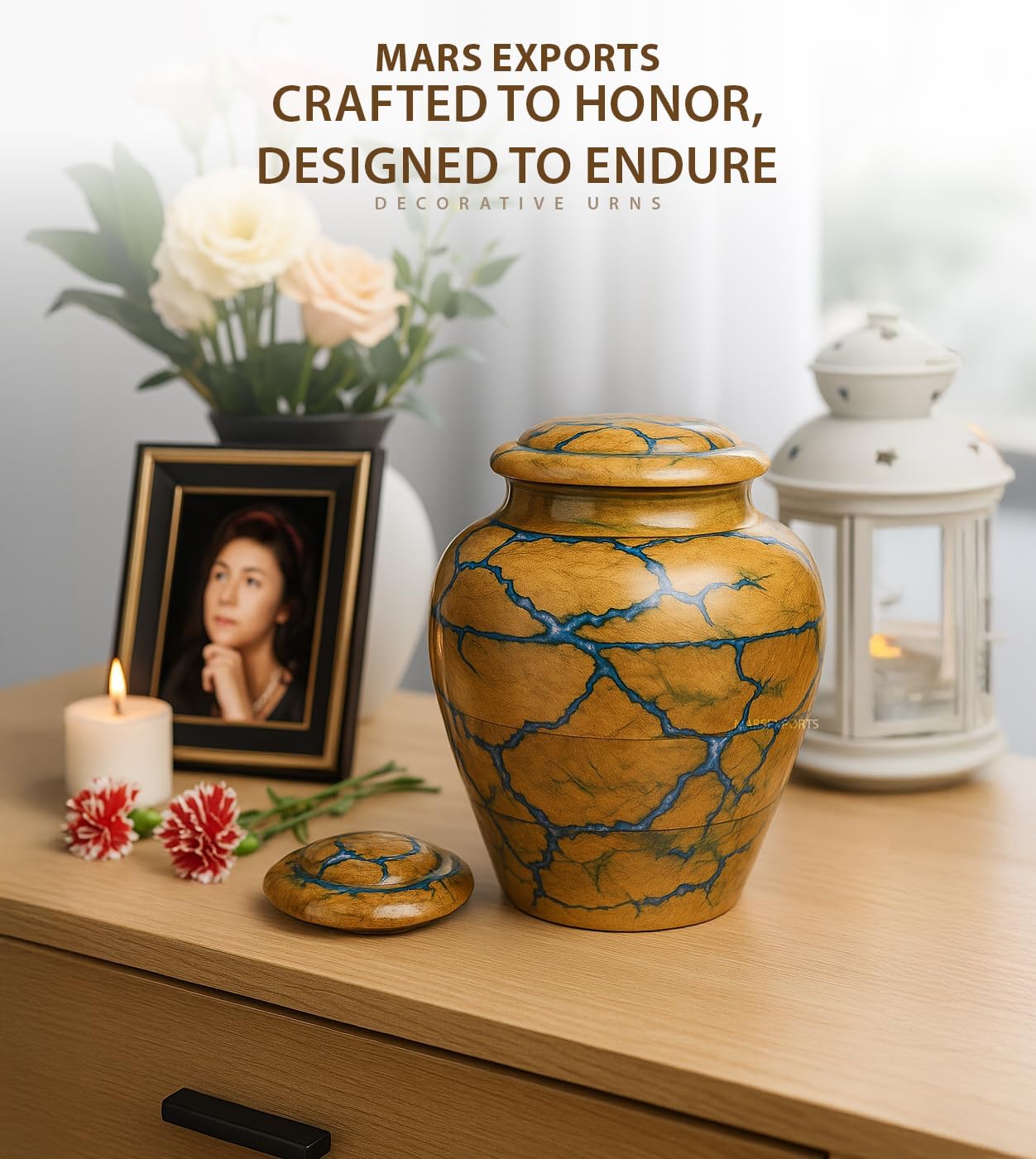 Handcrafted Wooden Urn for Human Ashes Adult Male - Small Decorative Urn for Ashes for Women & Men - Funeral & Burial Urn - Holds Up to 80lbs (Medium)