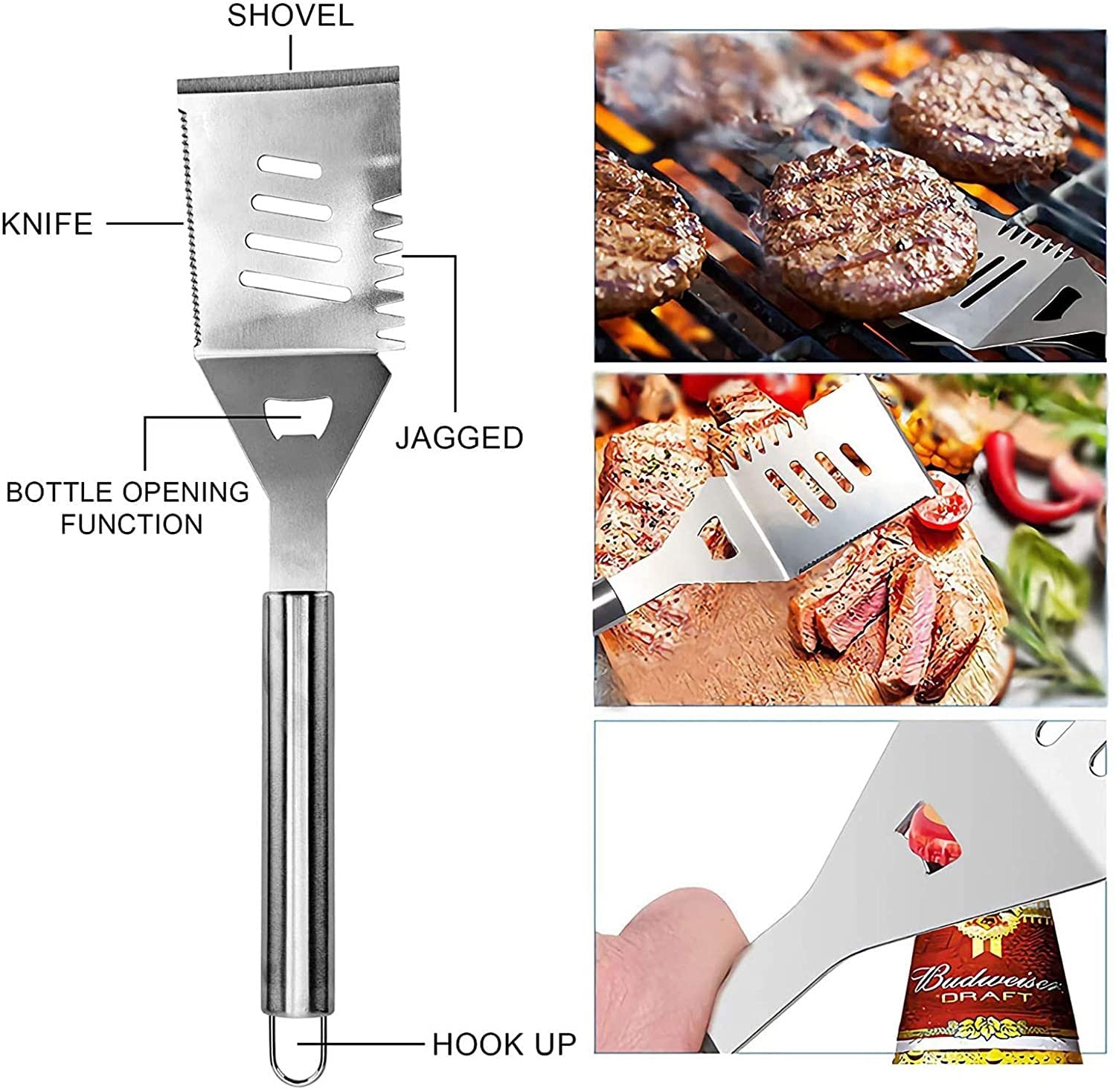 10 Pezzi Home. BBQ. Set di Strumenti for griglia in Acciaio Inox Barbecue Accessori for Barbecue Kit Utensili in Caso Portatile