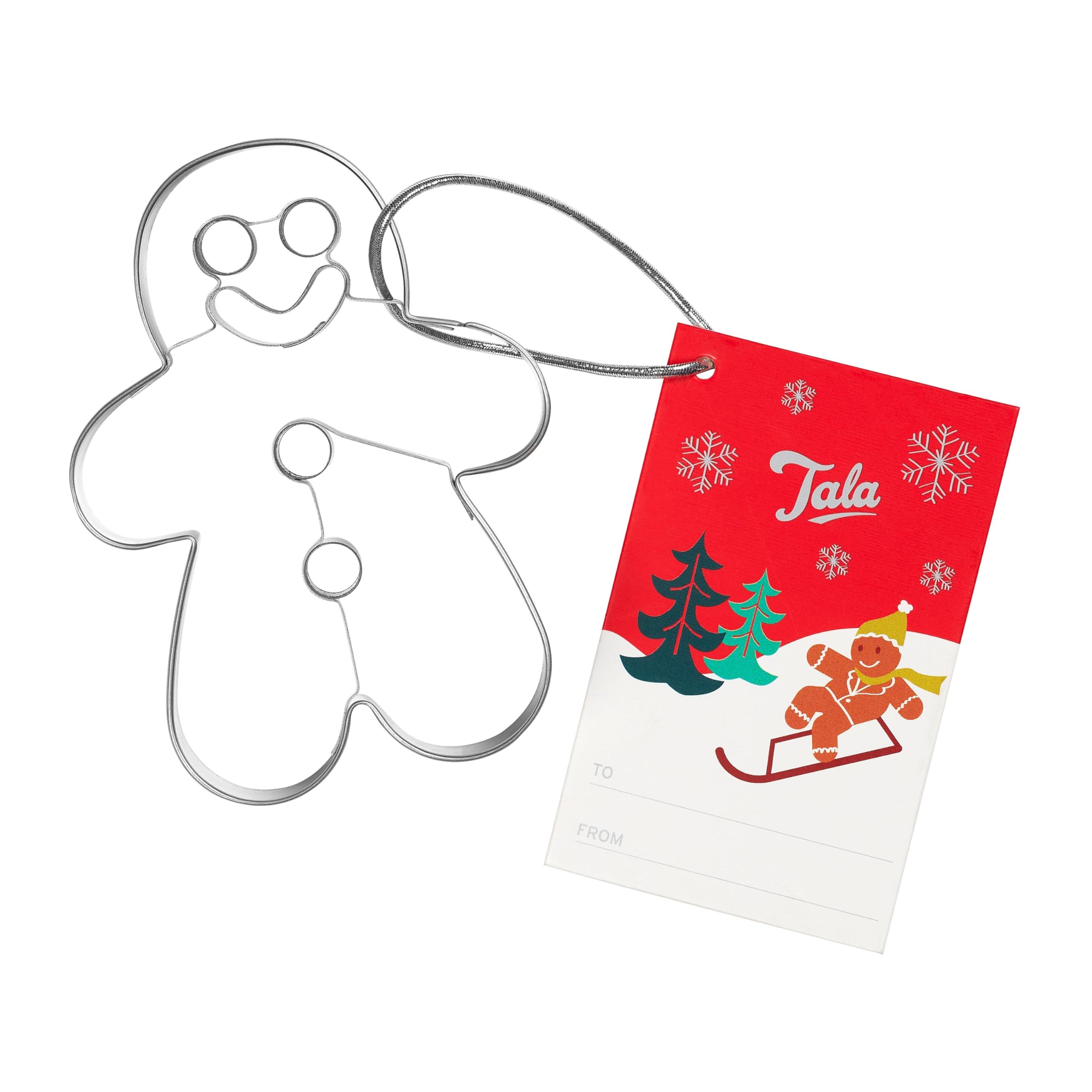 Tala Christmas Gingerbread Man Cutter, Detailed Biscuit Cutter for Baking and Optimal for Fondant and Dough, Stainless Steel Cutter, Metalic