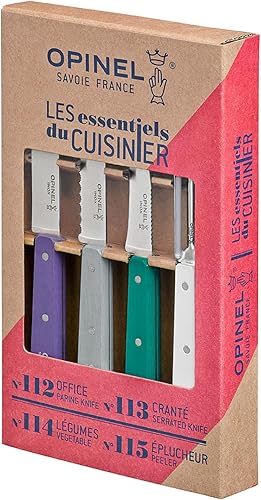 Miniatura 21 de Opinel Les Essentials - Juego de cuchillos de cocina pequeños de 4 piezas, cuchillo de pelar, cuchillo dentado, pelador, cuchillo para verduras, 50S