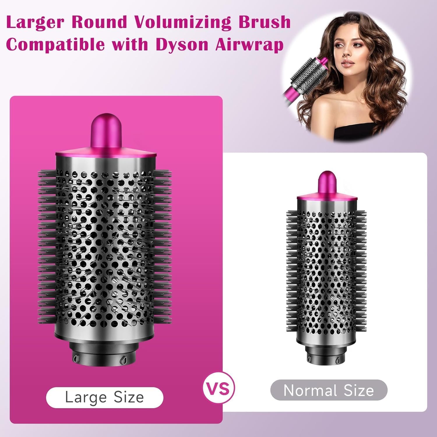 Round Volumizing Brush for Dyson Airwrap, Large Size Hair Styler Attachment, Rose