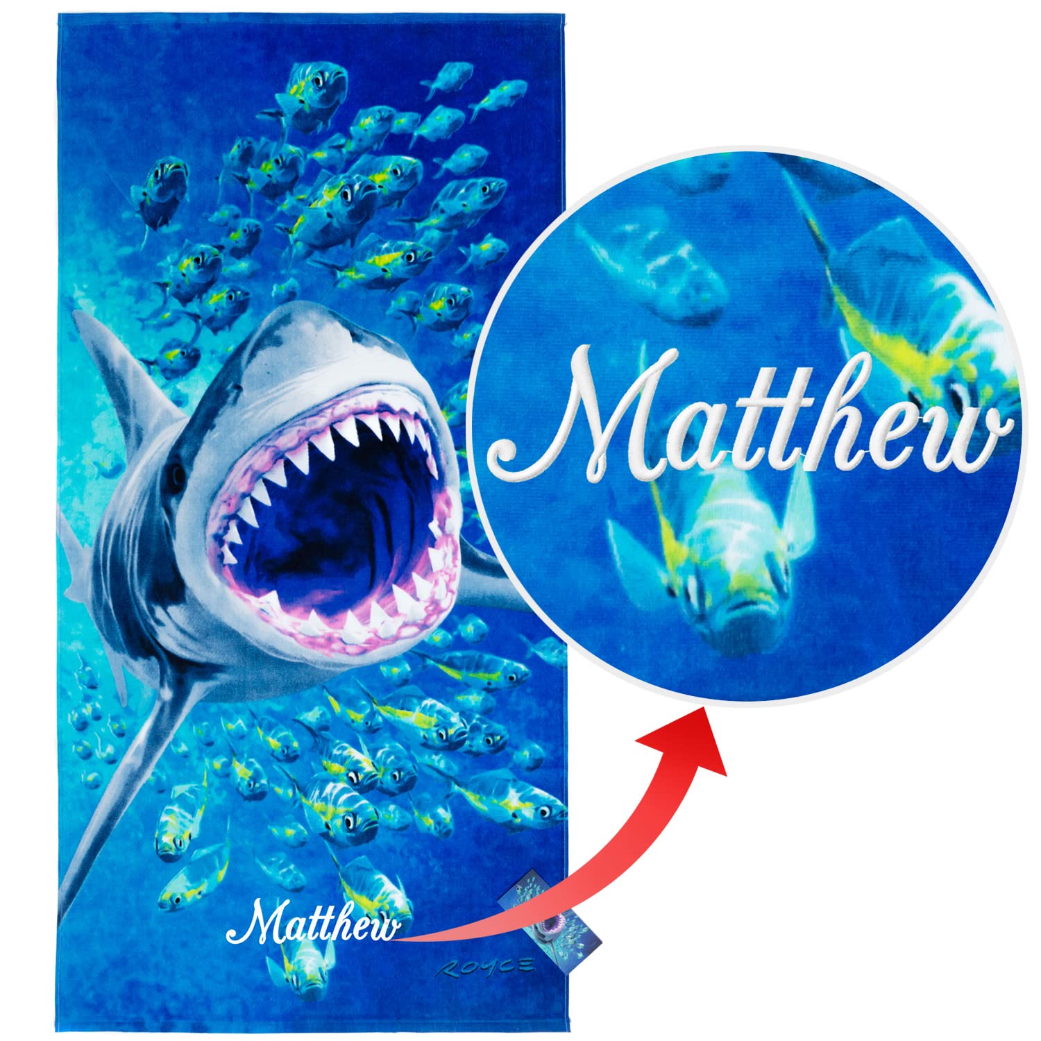 Extreme Shark Custom Beach Towel Design by Royce