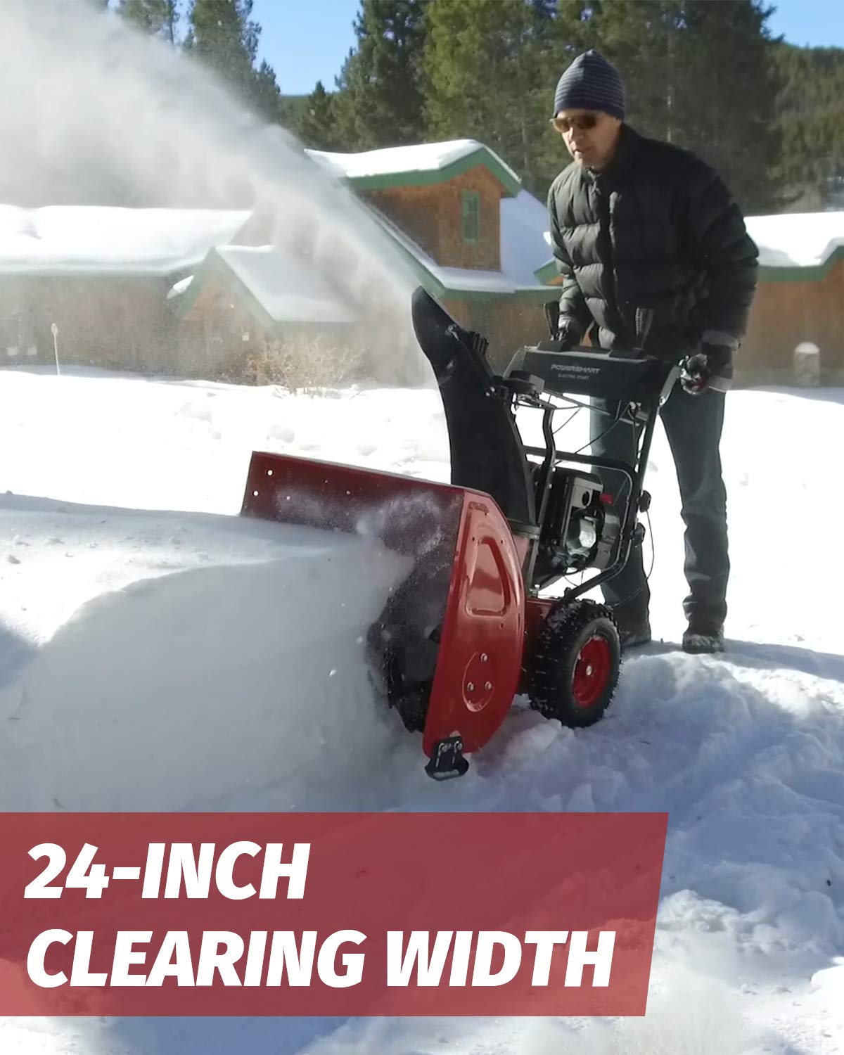 PowerSmart Snow Blower, PSS2240C 24in Gas Snow Blower, 212cc 2Stage