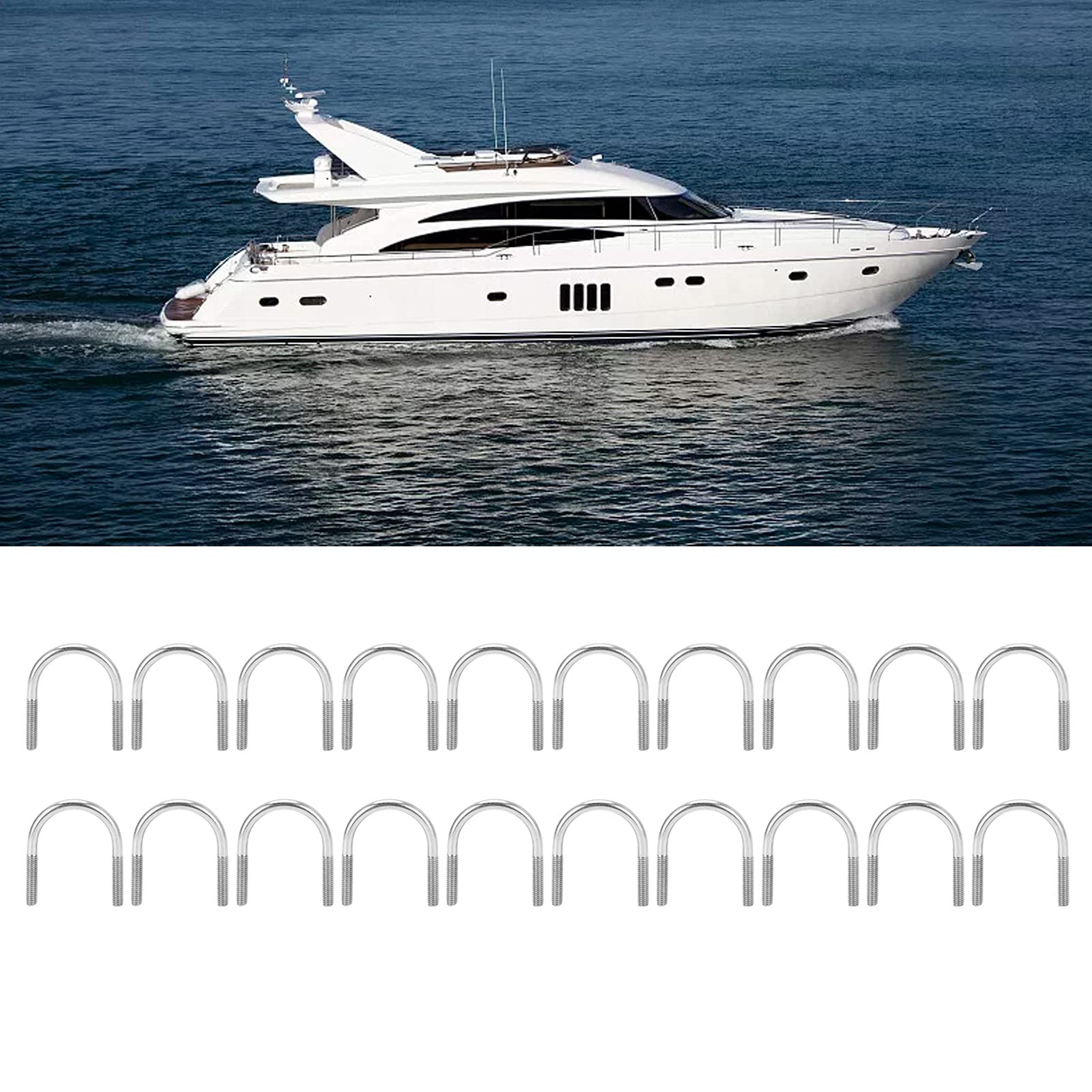 20Pcs U Bolt Installation Kit M6x33 Threaded U Bolts U Bolt Installation Kit Marine U Bolts Hardware for Pipe Support