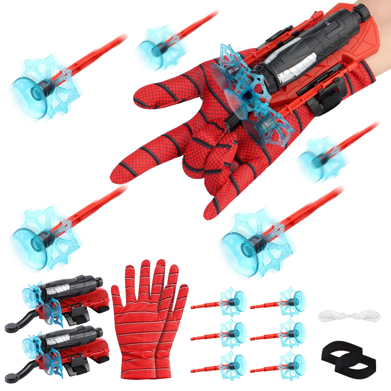 2PCS Hero Launcher, Kids Launcher Glove, Spider Web Throwing Toys, Projectile Toy is an Excellent Birthday or Christmas Gift for Boys and Girls 6 Years Old and Up-image-2