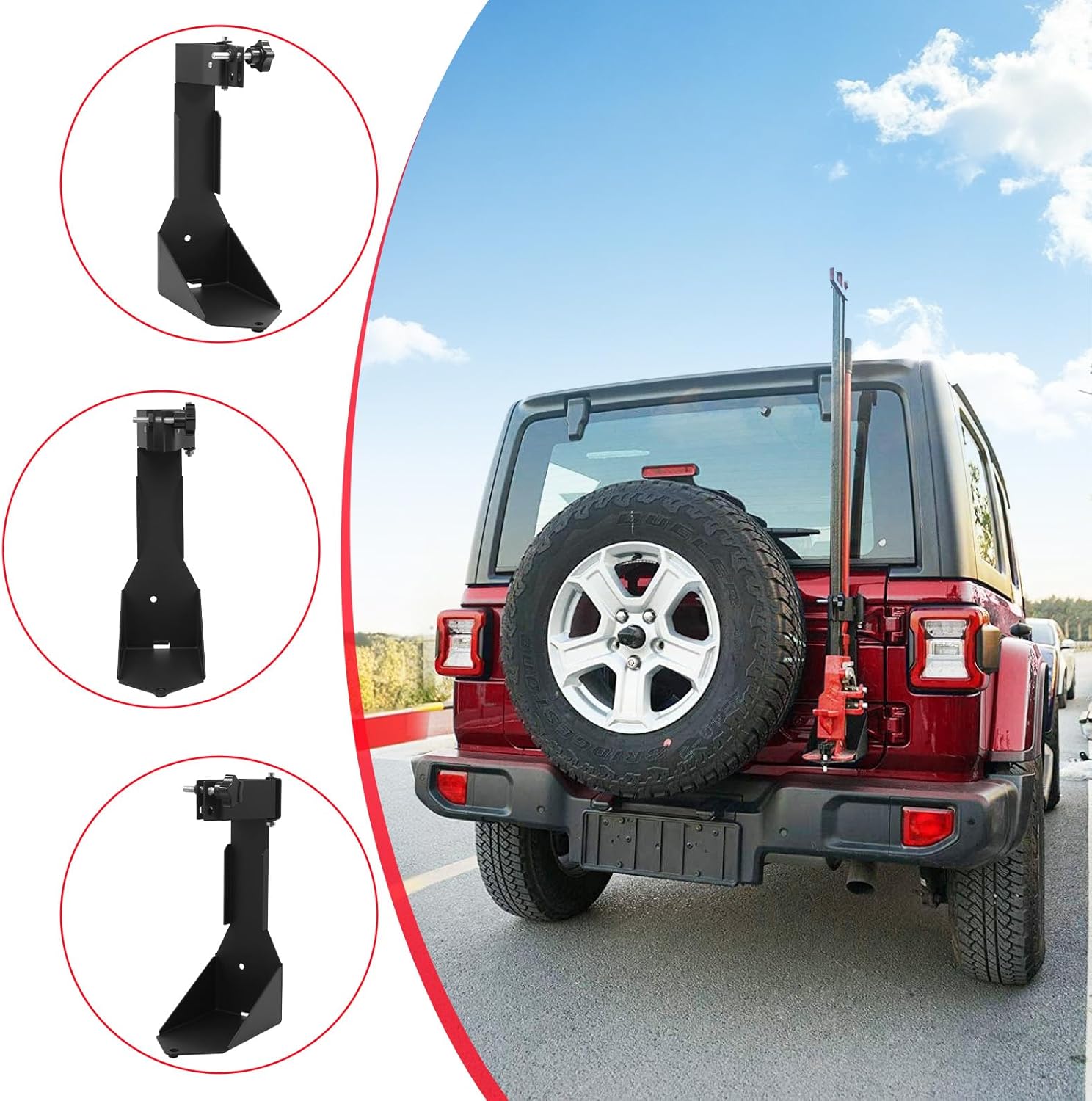 Hi-Lift Jack Mount Tailgate Bracket Kit - Compatible with Jeep Wrangler JK 2007-2017 - Heavy Duty Steel Carrier Holder for Off-Road Jacks