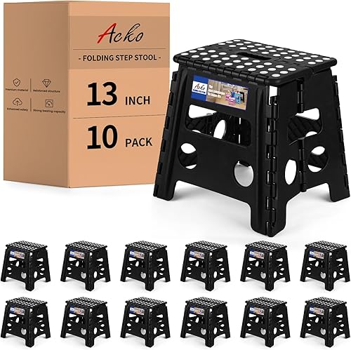Miniatura 9 de ACKO Taburete plegable – Taburete plegable de alta calidad de 13 pulgadas de altura para niños y adultos, taburete de cocina, jardín, baño, 10