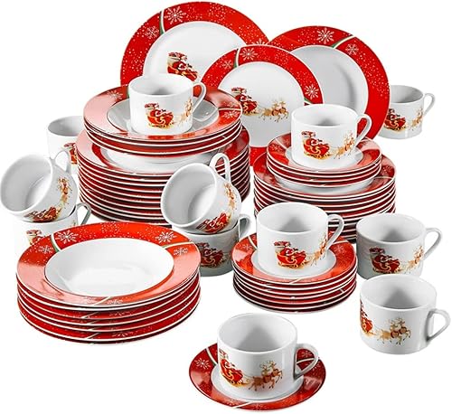 HNKDD - Juego de vajilla de porcelana de 60 piezas con platillo de taza plato de postre plato de sopa plato de cena cubertería regalo