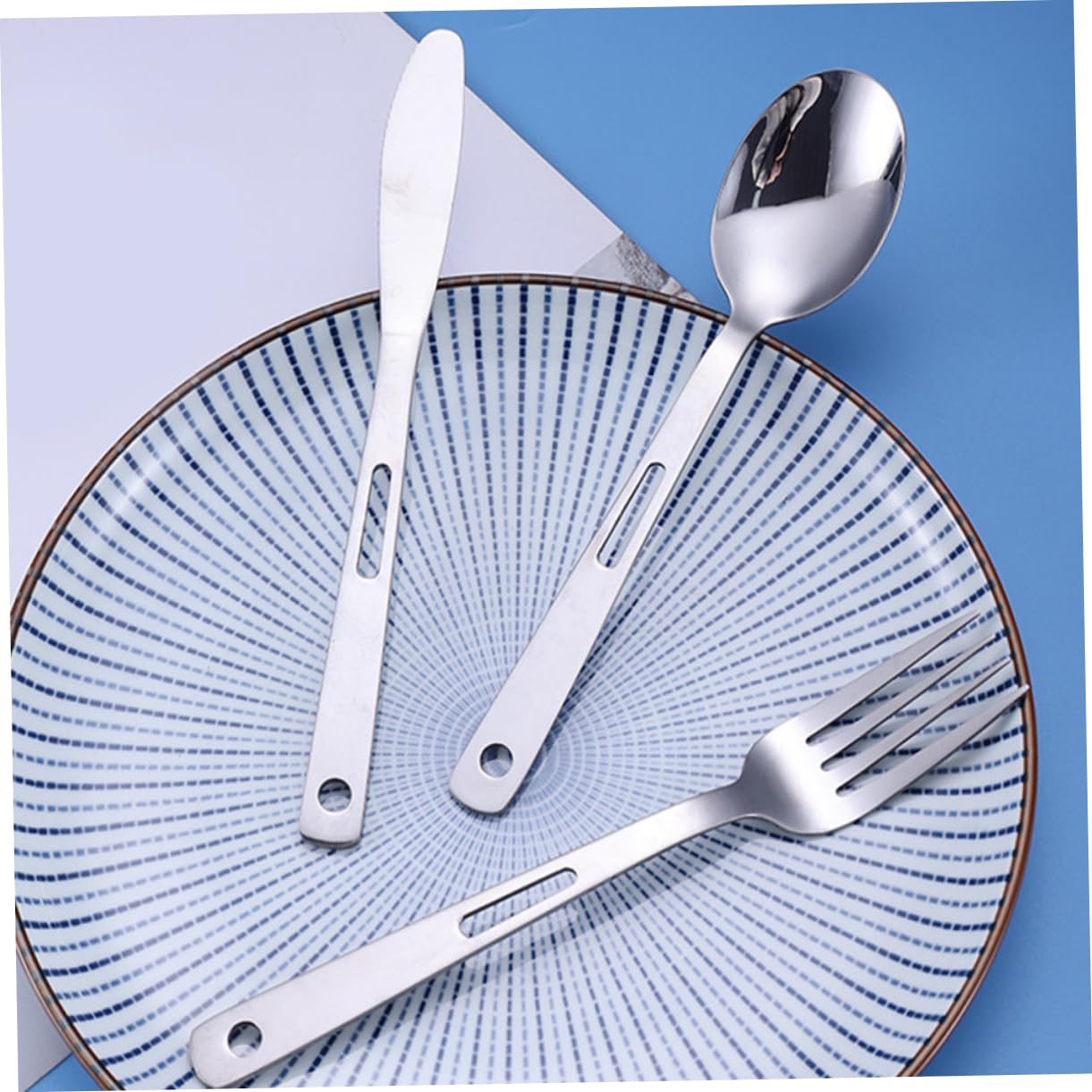 iplusmile Posate Da Campeggio in Acciaio Inox Compreso Forchetta Cucchiaio e Coltello Leggero e Portatile Per Picnic Campeggio e Viaggi