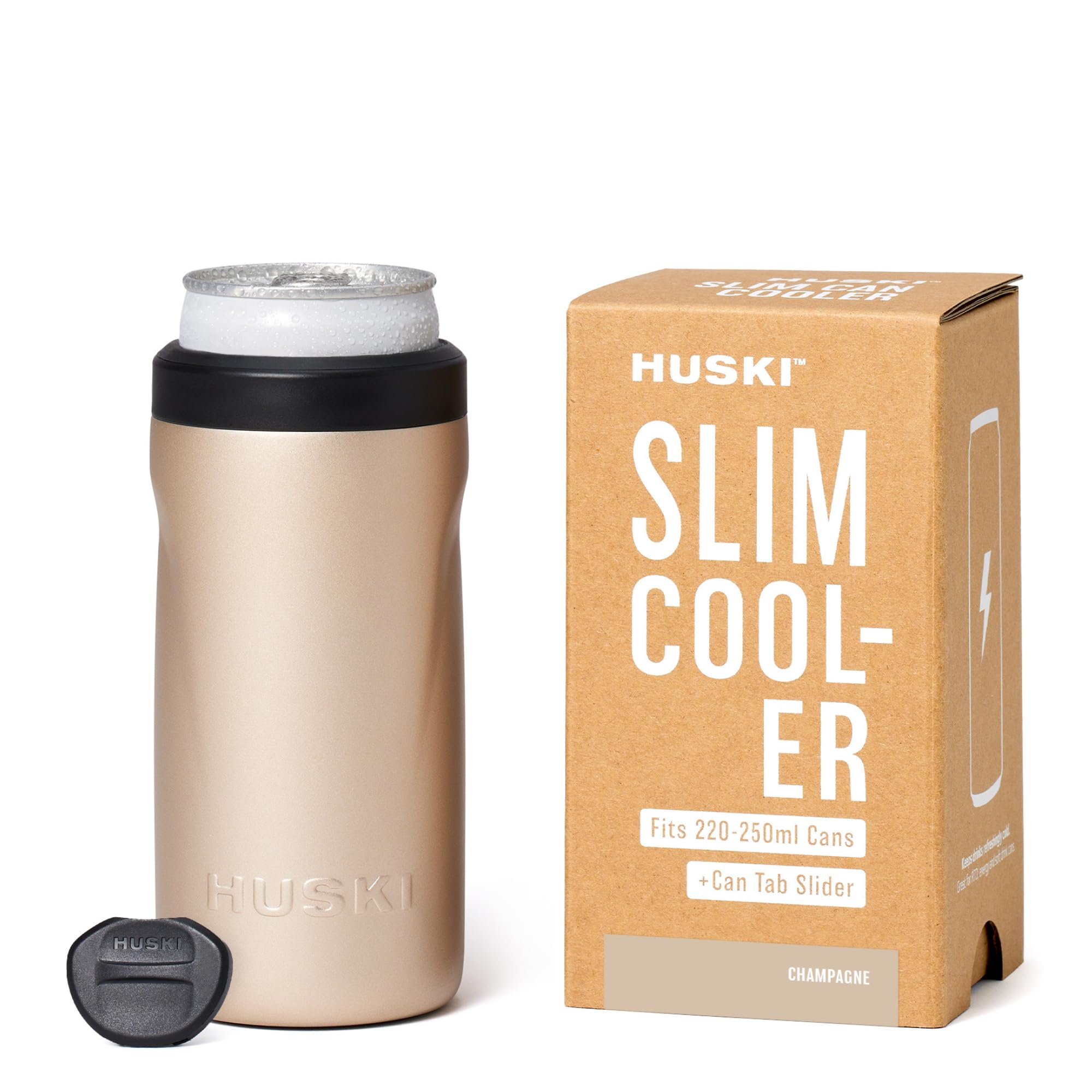Huski Slim Can Cooler | NEW | Fits 250ml Premix/RTD, Energy & Soft Drink Cans | Triple Insulated | Detachable 2-in-1 Can Tab Slider | Keeps Cans up to 5X Colder | Great Gift (Champagne) — image 1