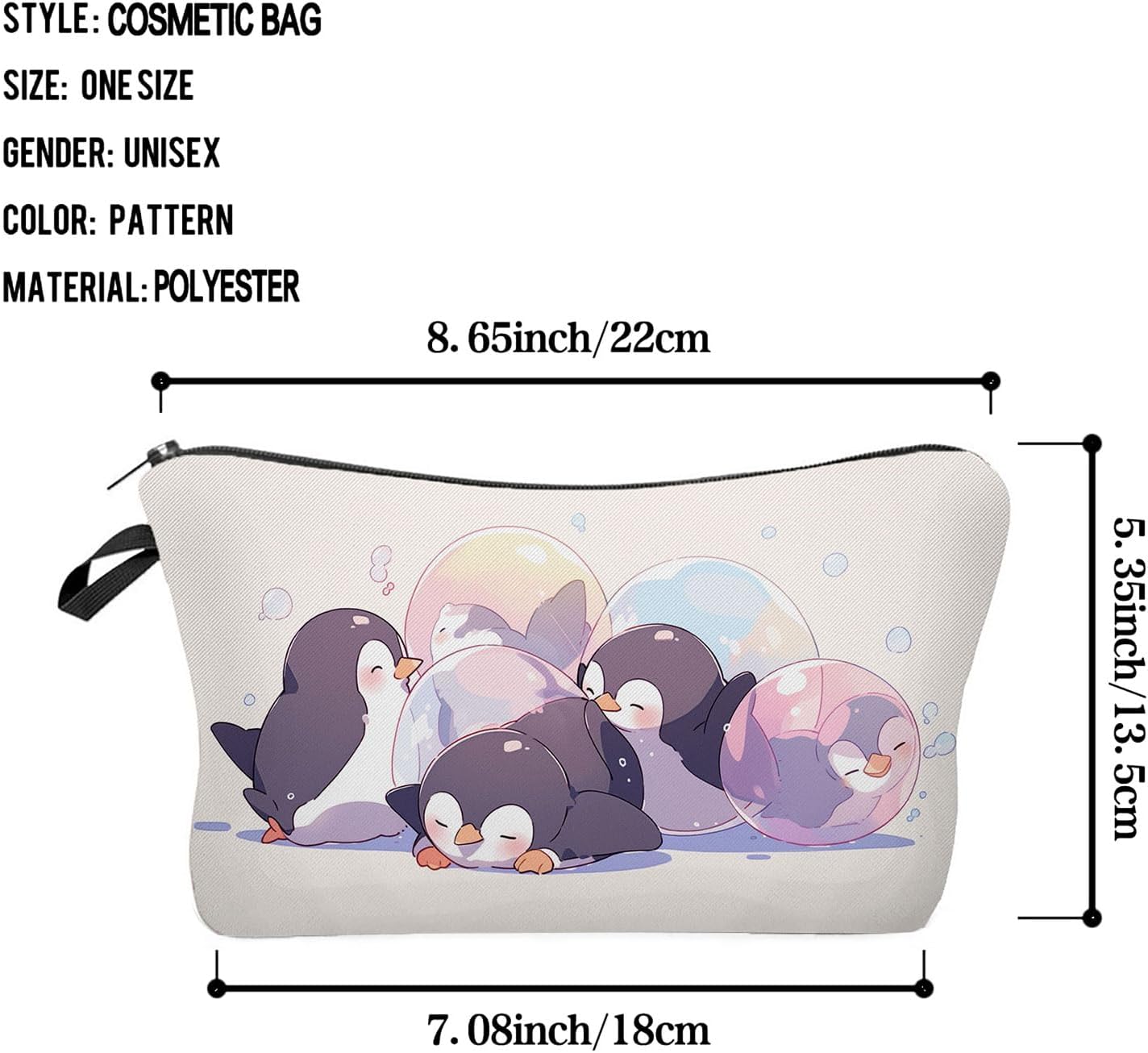 Cartoon Penguin Cosmetic Bag Cute Small Makeup Organizer Pouch with Zipper Cartoon Penguin Toiletry Makeup Bag Gifts for Women - Image 2