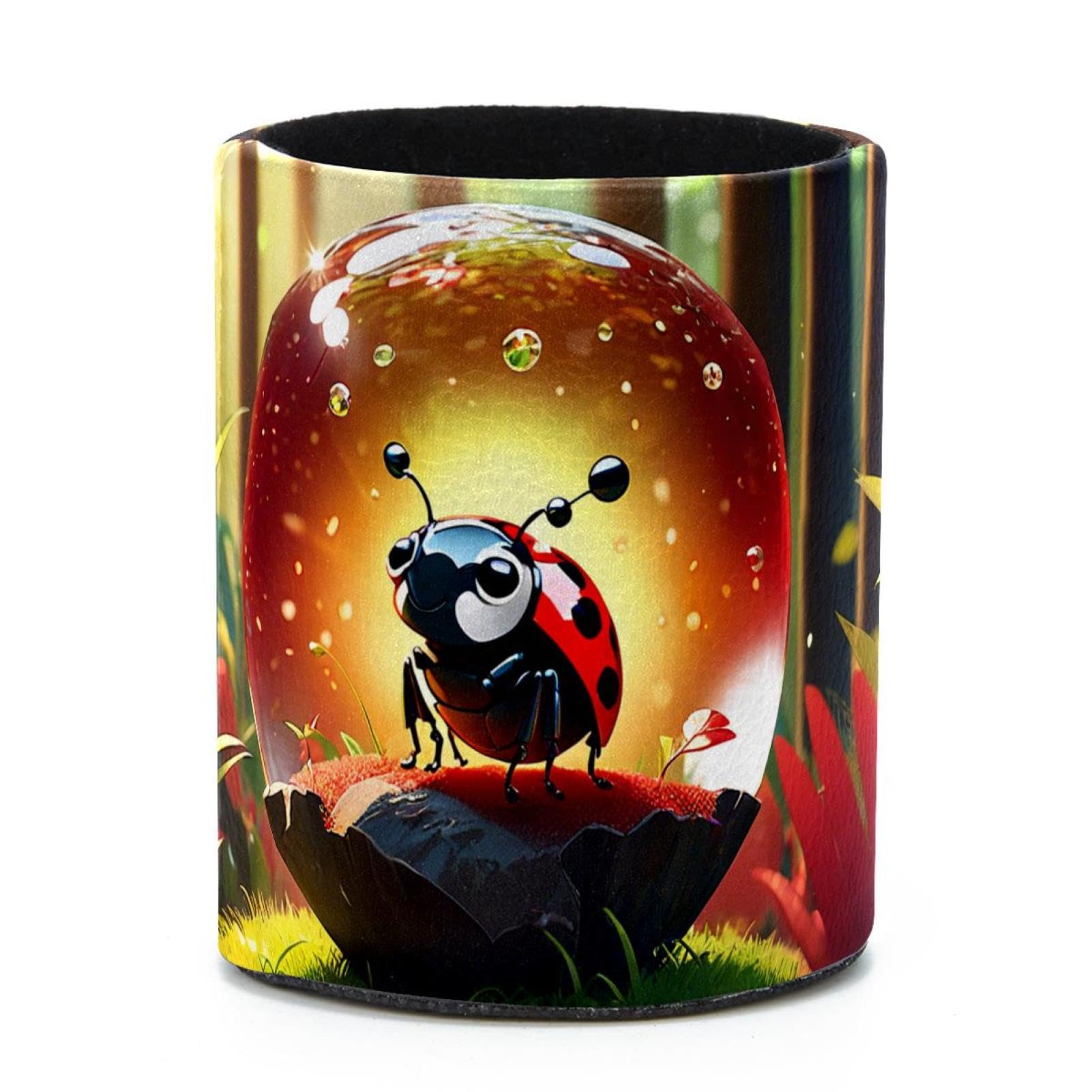 VAPOKF Round Pencil Holders for Desk, Ladybug Crystal Ball Pen Holders Pen Pot Makeup Brushes Storage Desktop Stationery Supplies Organiser for Home Office