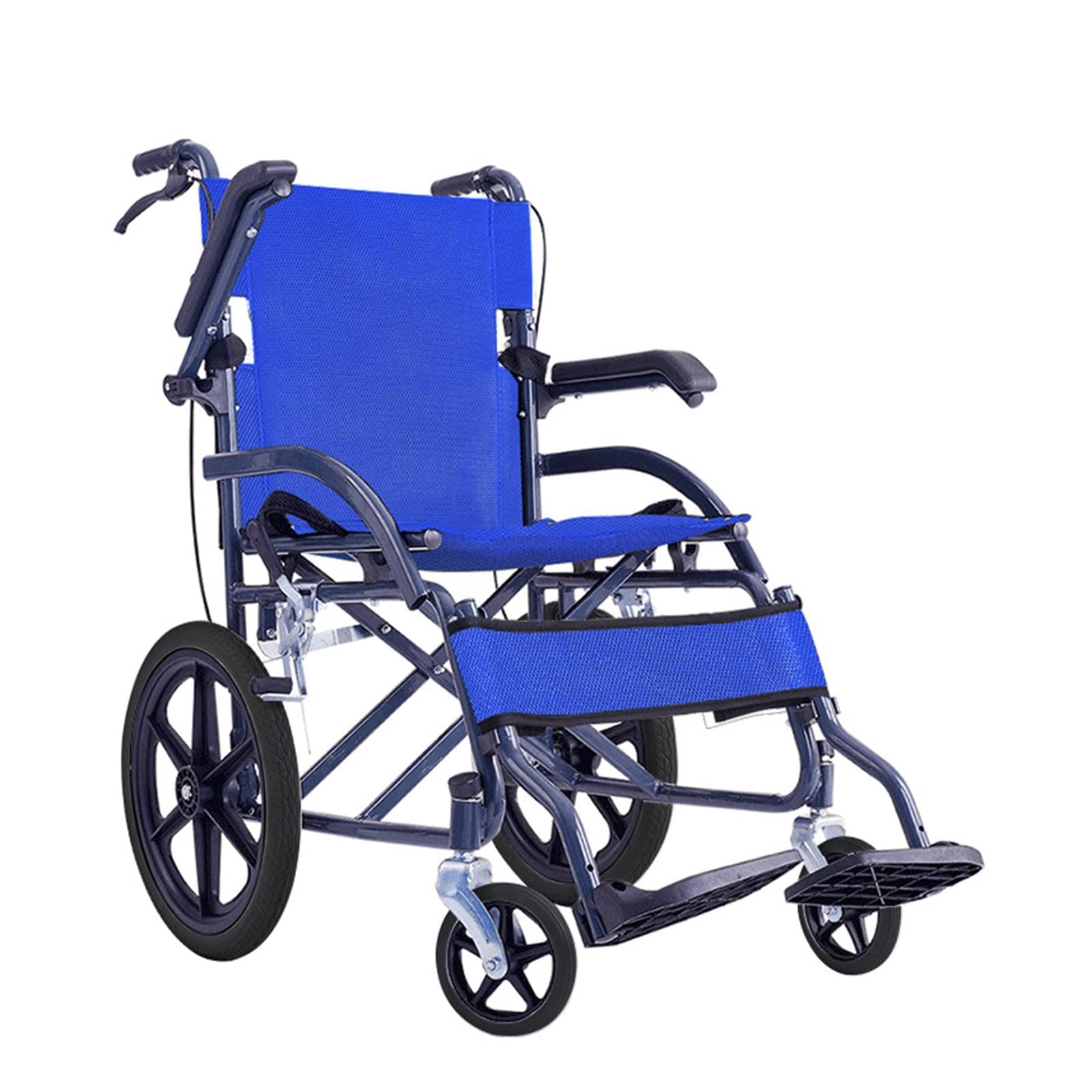Aire Manual, Plegable y liviano, pequeño y Conveniente para Viajar para Personas Mayores discapacitadas Scooter Ultraligero tirado a Mano con Gran Capacidad de Carga (Color: Azul)