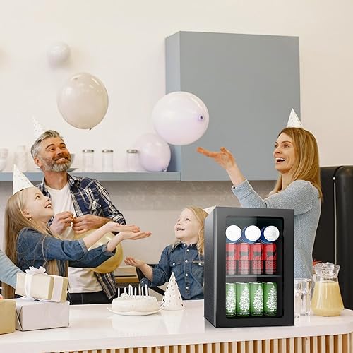Miniatura 6 de Refrigerador de bebidas, mini refrigerador para 24 latas, puerta sólida para bebidas, refrescos, cerveza o vino, refrigerador pequeño para oficina,