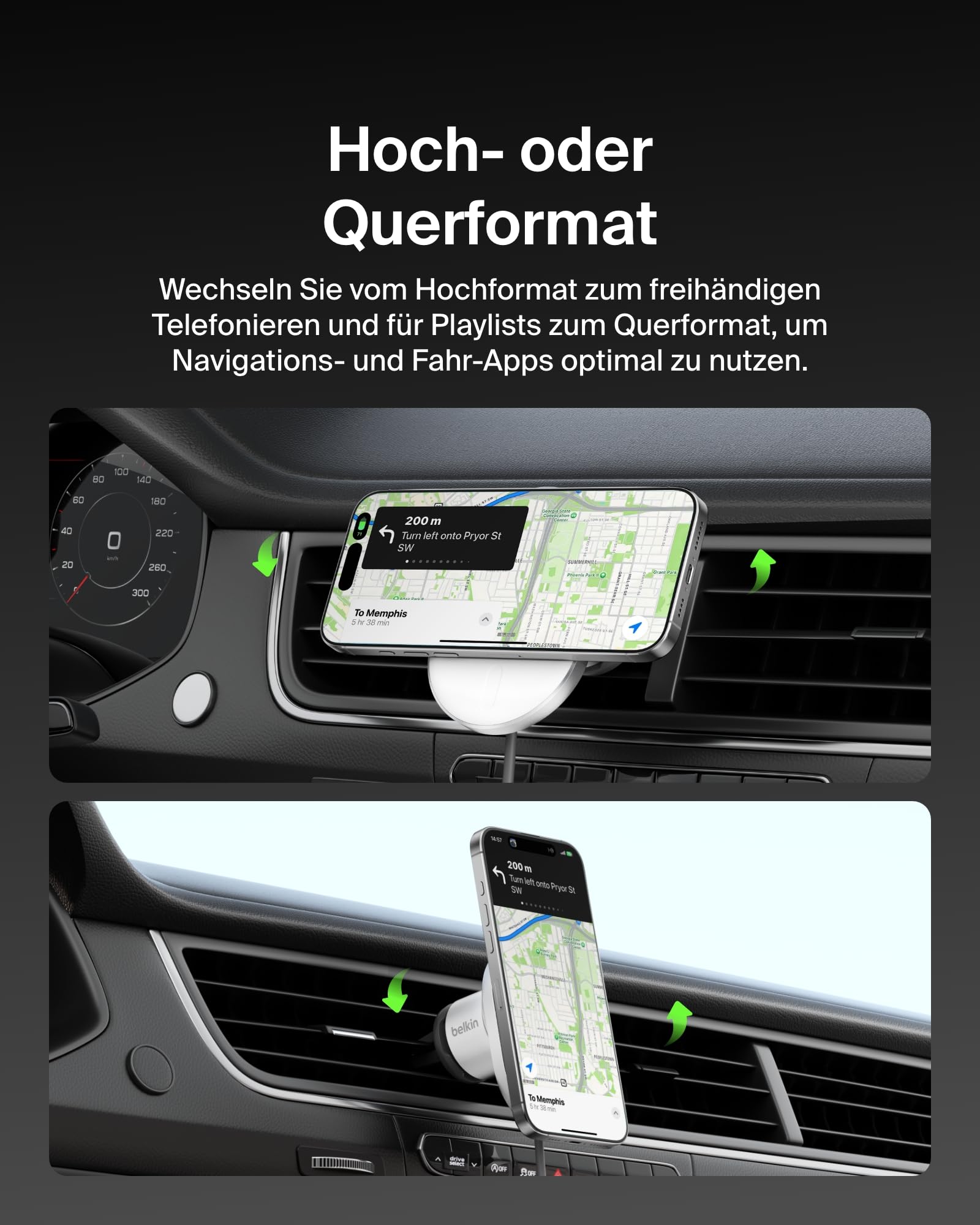 Belkin BoostCharge Pro magnetisches kabelloses Kfz-Ladegerät mit Qi2 (15 W), MagSafe-kompatibles Auto-Ladegerät für iPhone-Serien 17, Air, 16, Pixelsnap, mit USB-C Kabel und 20-W-USB-C-Kfz-Netzteil