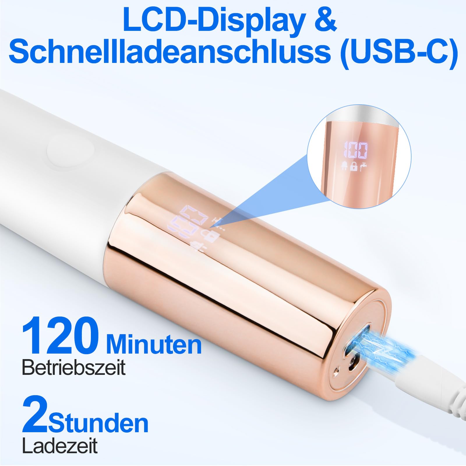 5-In-1 Bikini Trimmer, Kabellos Rasierer Damen, Elektrischer Intimrasierer für Frauen, IPX7 Wasserdichter & LCD-Display, Damenrasierer Intimbereich Elektrisch für Gesicht Bikini Achseln Beine