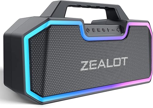 ZEALOT Altavoces Bluetooth inalámbricos de 80 W con doble emparejamiento, altavoz impermeable IPX7 con batería grande de 14,400 MAh, tiempo de