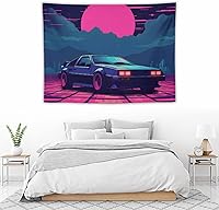 Vista 5 de josnmre Retrowave Jdm Classic Car Retro Cyberpunk Tapestry Wall Hanging for Bedroom Aesthetic Art Home Decor Dorm Classroom Living Room Tapestries