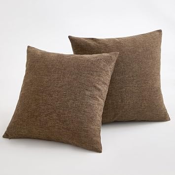 Sunday Praise Solid Linen Decorative Throw Pillow Covers 18x18 Dark Brown