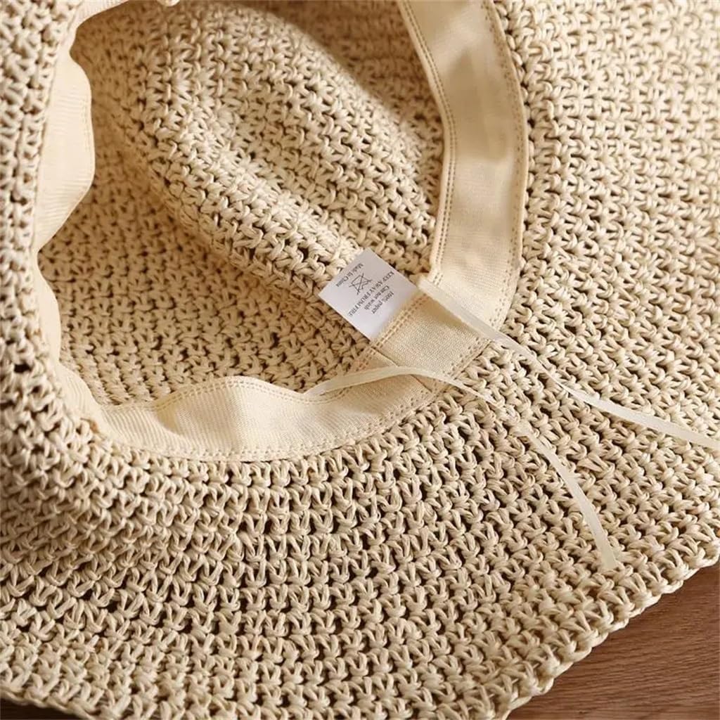Beach Hat Women Sun Ladies Folding Bow Travel