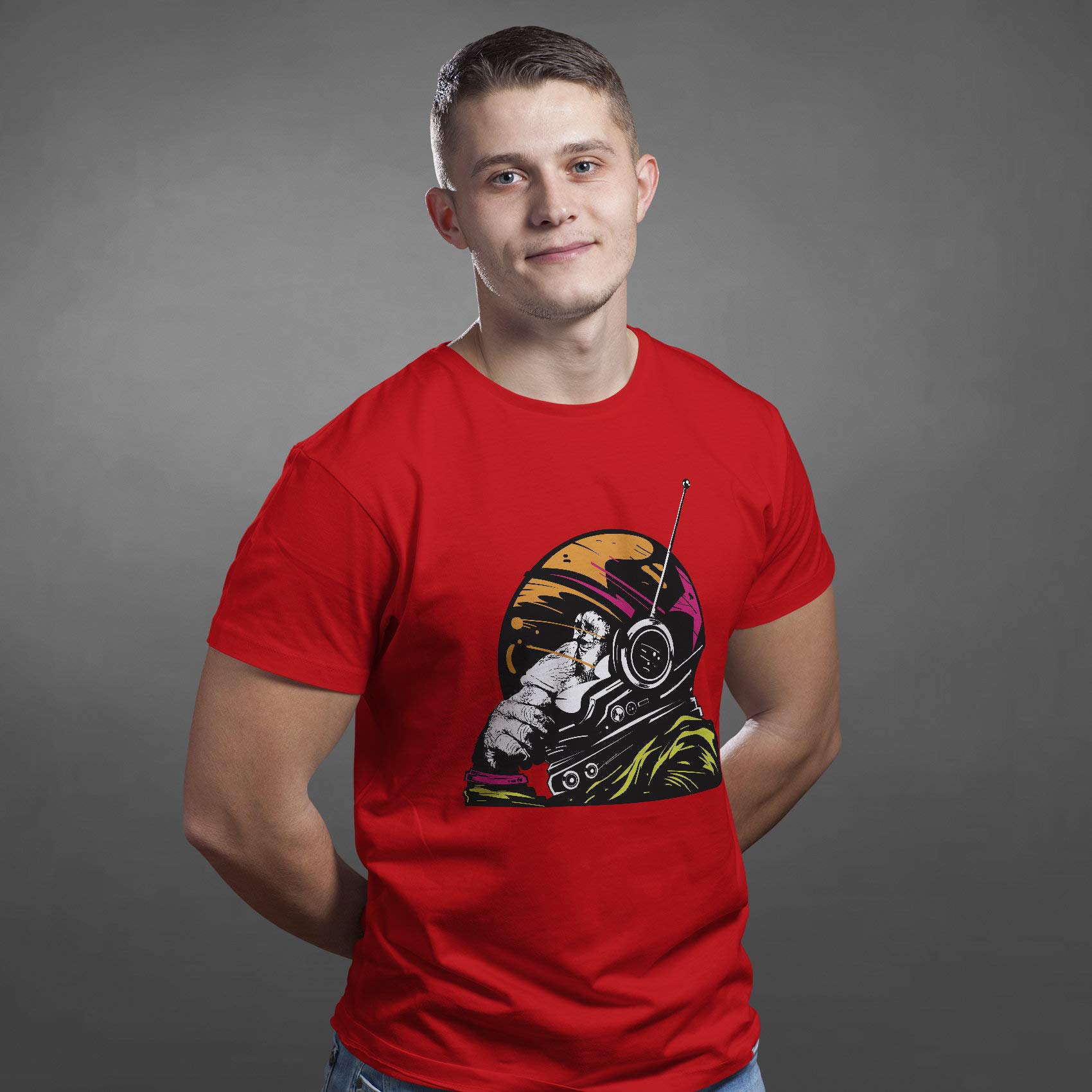 Banksy Astronaut Space T Shirt - Camiseta divertida de cumpleaños de mono - Galaxy Helmet Hombres - Camiseta cósmico Spaceman gráfico ilustraciones camiseta regalo, verde, M