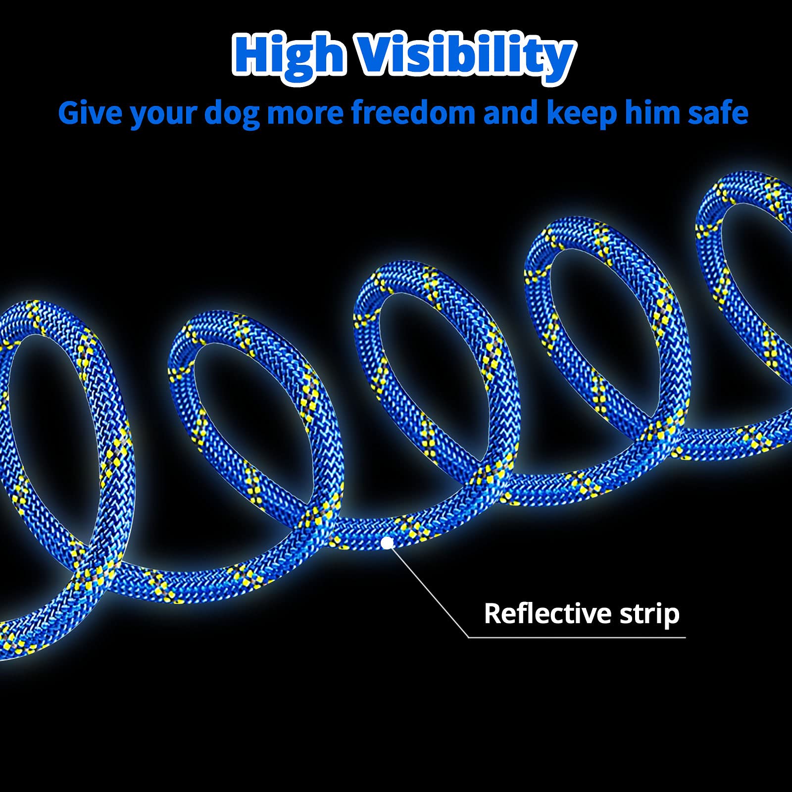 NC Dog Tie Out Cable for Camping - 50ft Portable Reflective Overhead Trolley System for Dogs up to 200lbs, Dog line for Outside Yard Camping Outdoor