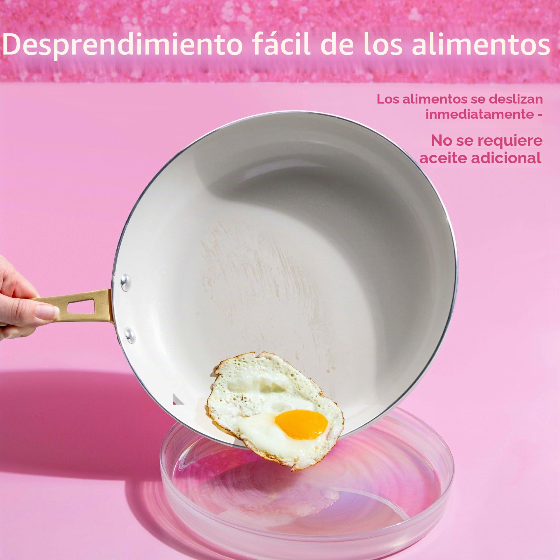 FACKELMANN Paris Hilton – Batería de cocina de 10 piezas – Aluminio y cerámica antiadherente, apta para inducción, apto para lavavajillas, color rosa, crema y dorado