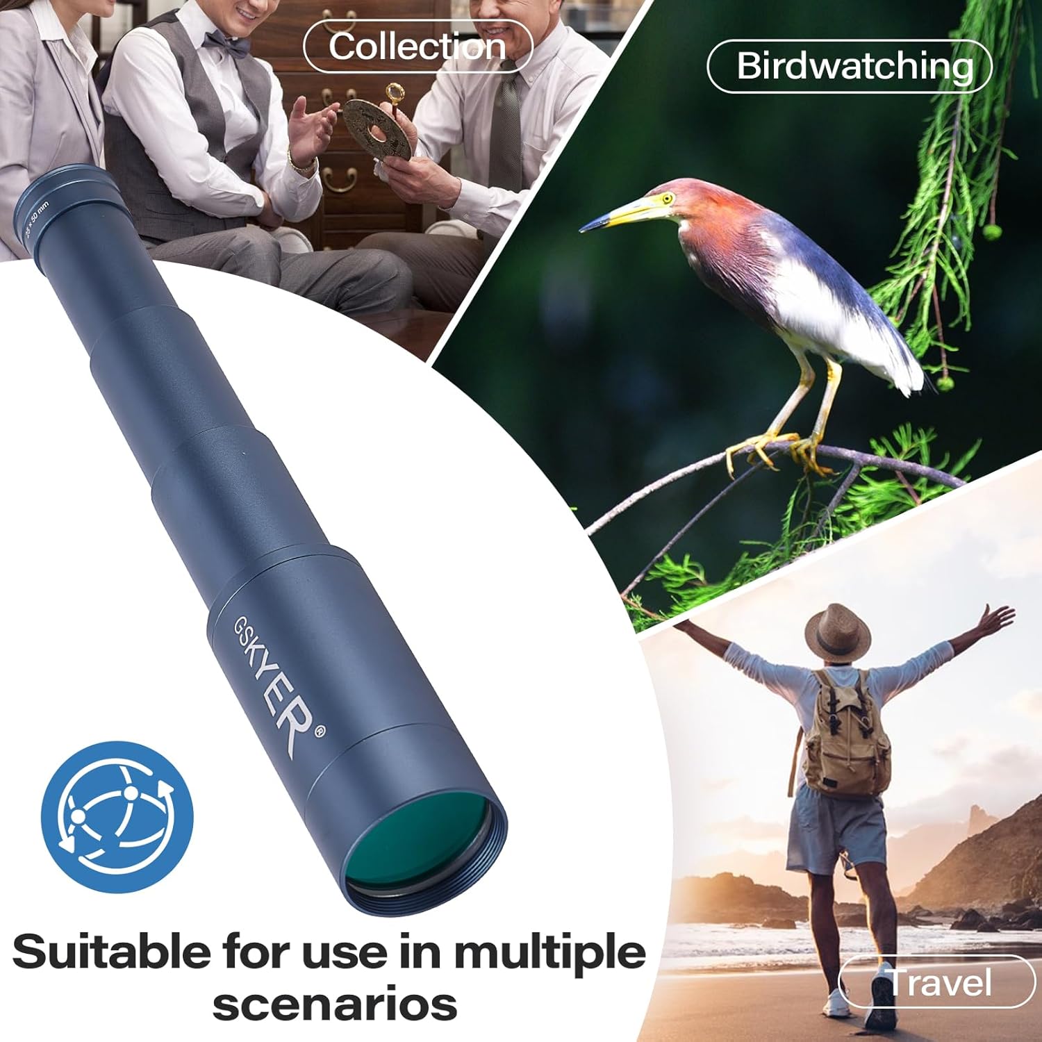 25x50 Monocular Telescope, Monoculars for Adults High Powered: Compact HD Zoom Scope for Men Gifts Cool Gadgets with BAK4 Prism & FMC Lens, Pirate Binoculars for Kids Spotting Hunting Camping