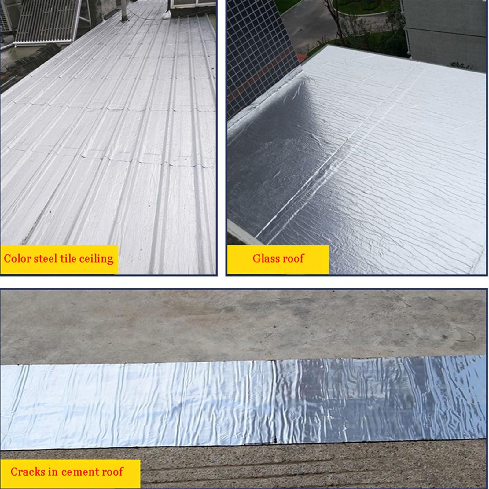 Tela Asfaltica de Aluminio for Aislante Sellador，Fieltro Autoadhesivo for techos de cobertizos,Cinta tapajuntas for techos,reparación de Fugas en entradas de vehículos(THK1.5mm/W1*L3m)