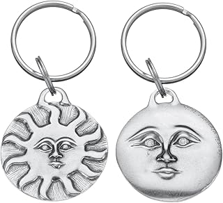 DANFORTH - Sun / Full Moon Keychain - Double Sided Keychain - Handcrafted Pewter Keychain - Made in The USA
