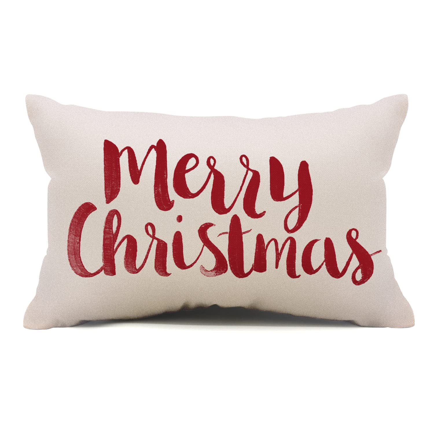 Christmas Pillow Covers 12x20 Cotton Linen Merry Christmas Decorative Throw Pillow Cover Cushion Case