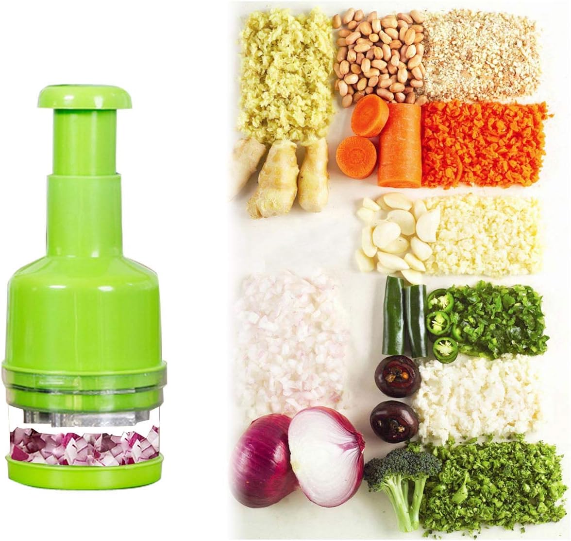 Onion Chopper, Vegetable Slicer, Fruit and Cheese Cutter (Green)