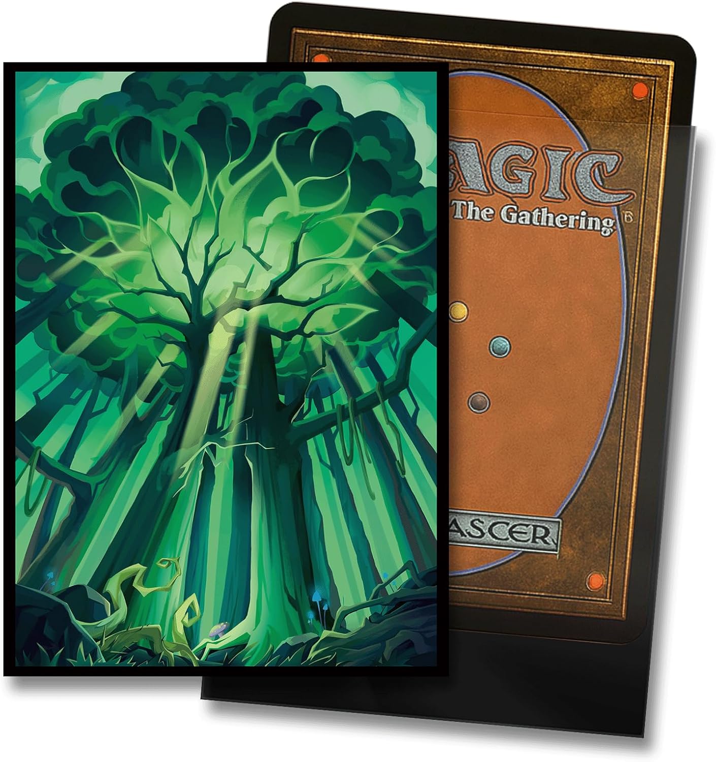 MTG Card Sleeves - Forest - Lotus Series - Ultra Clear Front & Matte Finish Back, 100 Count Standard Size TCG Sleeves, Matte Art Sleeve for Magic The Gathering