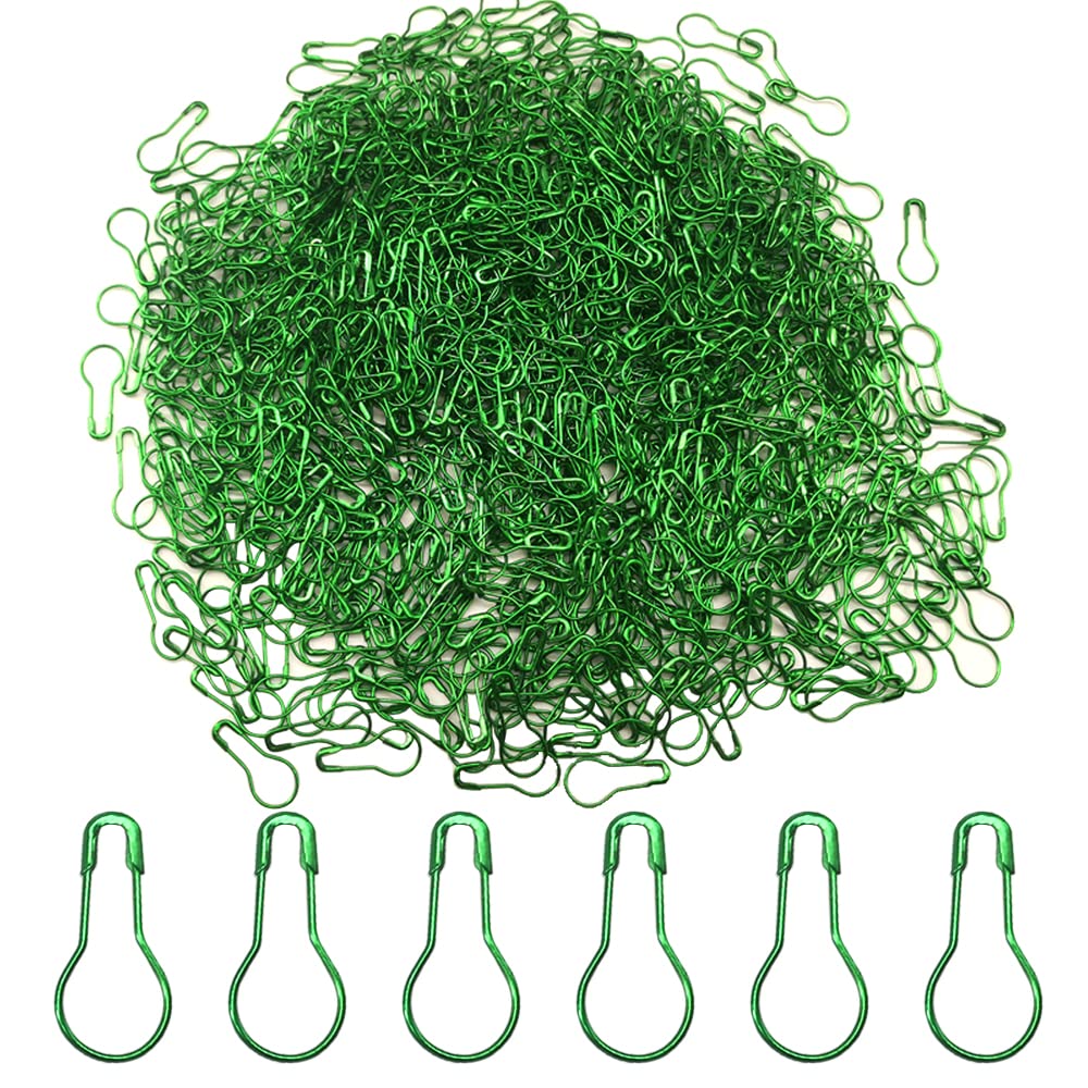 Ruidee 1000Pcs Gourd Shaped Metal Safety Pins Bulb Safety Pins Multipurpose Pear Bulb Fasteners for Clothing Labels Markers Sewing DIY Craft Home Accessories (HBZ/Green)